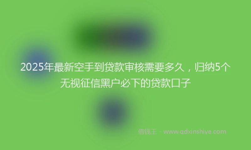 2025年最新空手到贷款审核需要多久，归纳5个无视征信黑户必下的贷款口子