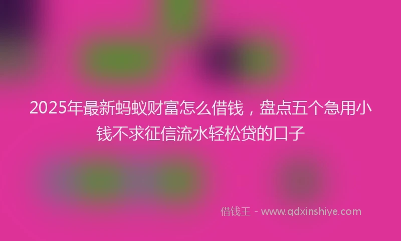 2025年最新蚂蚁财富怎么借钱，盘点五个急用小钱不求征信流水轻松贷的口子