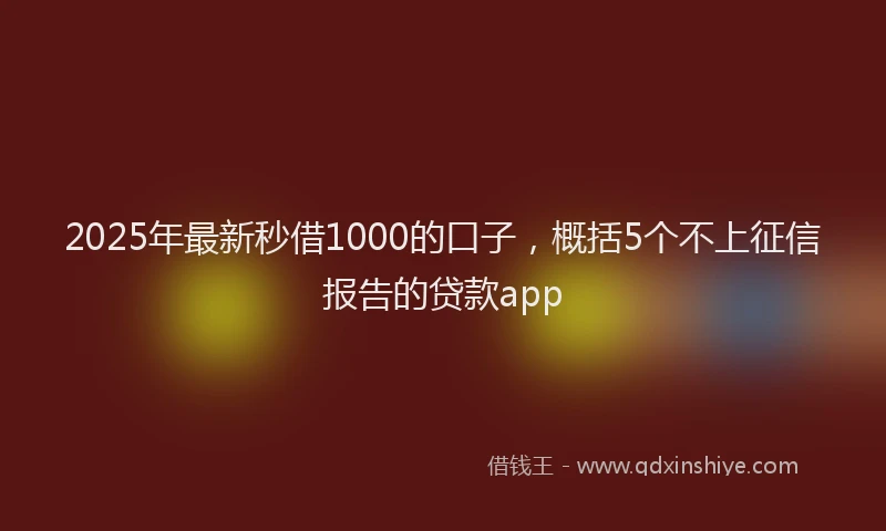 2025年最新秒借1000的口子，概括5个不上征信报告的贷款app