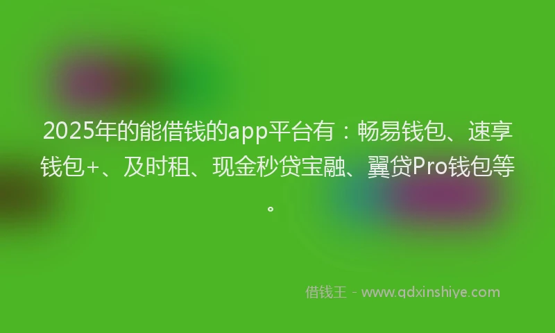 2025年的能借钱的app平台有：畅易钱包、速享钱包+、及时租、现金秒贷宝融、翼贷Pro钱包等。
