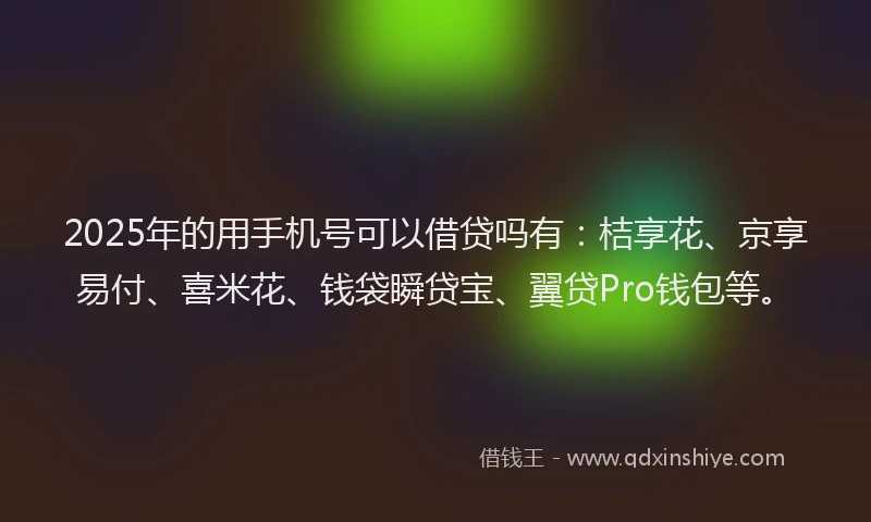 2025年的用手机号可以借贷吗有：桔享花、京享易付、喜米花、钱袋瞬贷宝、翼贷Pro钱包等。
