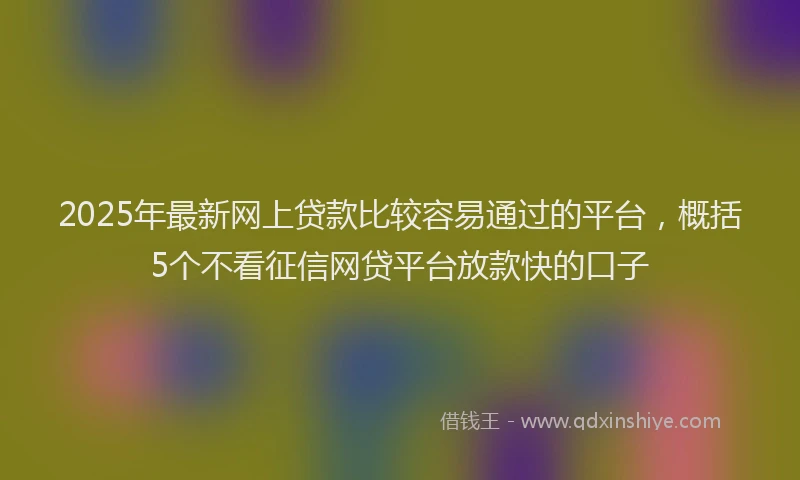 2025年最新网上贷款比较容易通过的平台，概括5个不看征信网贷平台放款快的口子