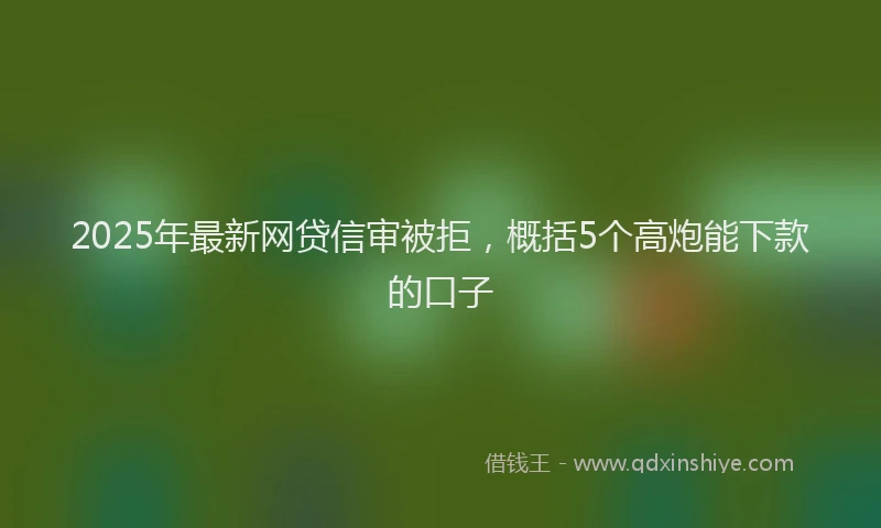 2025年最新网贷信审被拒，概括5个高炮能下款的口子
