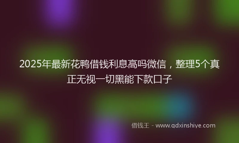2025年最新花鸭借钱利息高吗微信，整理5个真正无视一切黑能下款口子