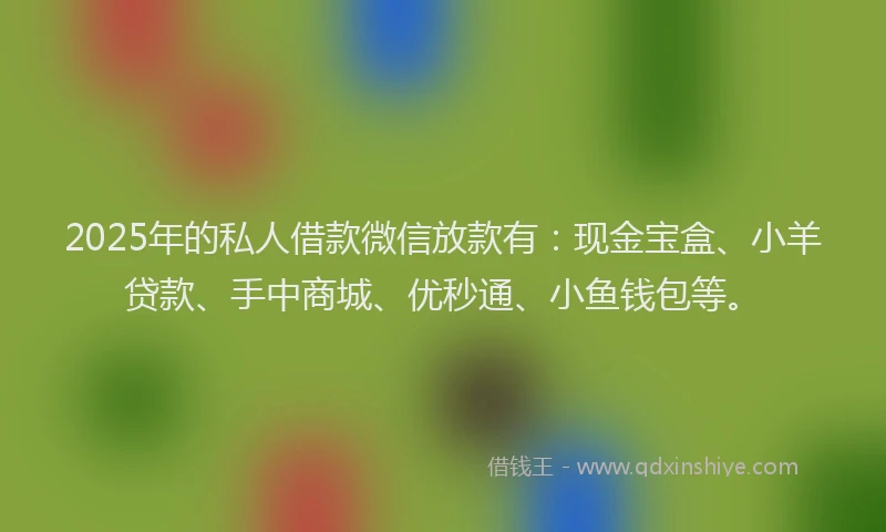 2025年的私人借款微信放款有：现金宝盒、小羊贷款、手中商城、优秒通、小鱼钱包等。