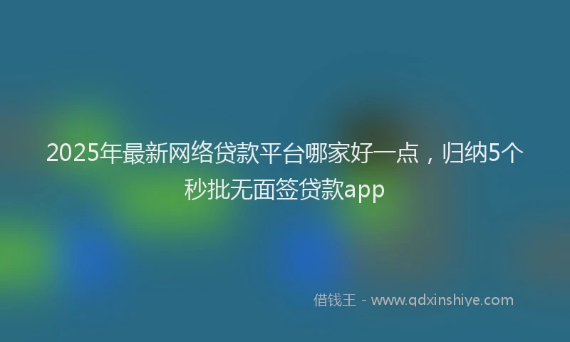 2025年最新网络贷款平台哪家好一点，归纳5个秒批无面签贷款app