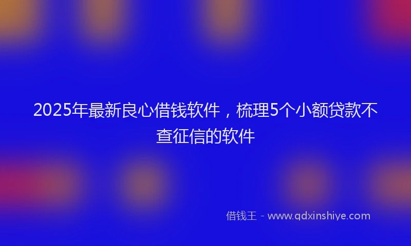 2025年最新良心借钱软件，梳理5个小额贷款不查征信的软件