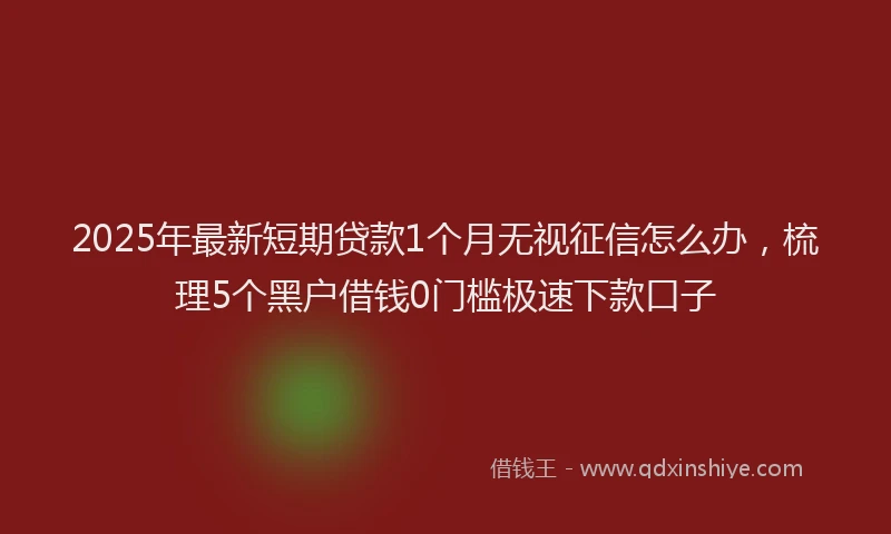 2025年最新短期贷款1个月无视征信怎么办，梳理5个黑户借钱0门槛极速下款口子