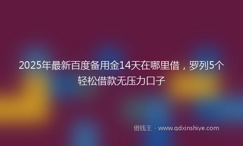 2025年最新百度备用金14天在哪里借，罗列5个轻松借款无压力口子
