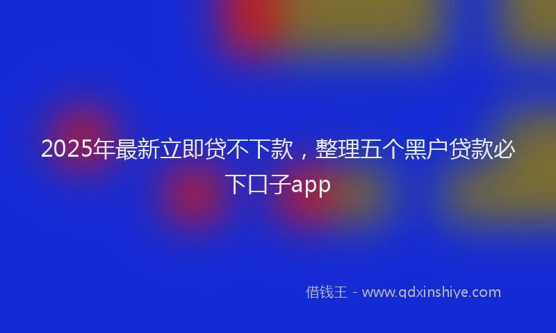 2025年最新立即贷不下款，整理五个黑户贷款必下口子app