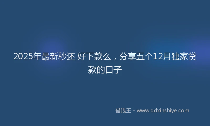 2025年最新秒还 好下款么，分享五个12月独家贷款的口子