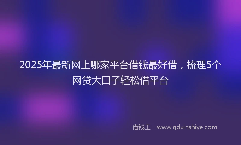 2025年最新网上哪家平台借钱最好借，梳理5个网贷大口子轻松借平台