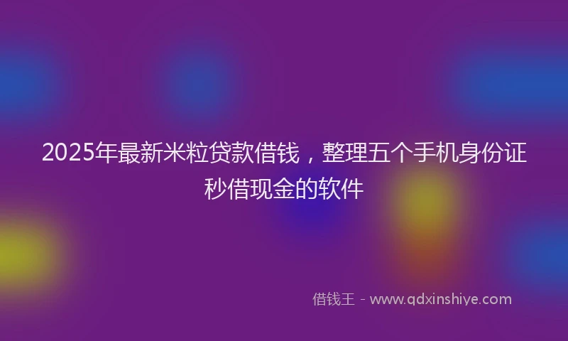 2025年最新米粒贷款借钱，整理五个手机身份证秒借现金的软件