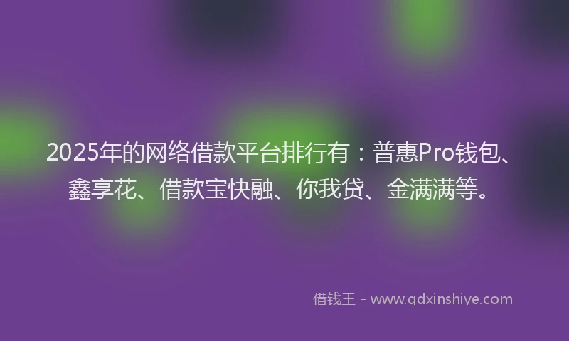 2025年的网络借款平台排行有：普惠Pro钱包、鑫享花、借款宝快融、你我贷、金满满等。