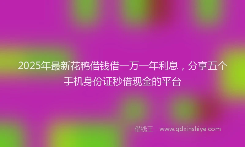 2025年最新花鸭借钱借一万一年利息，分享五个手机身份证秒借现金的平台