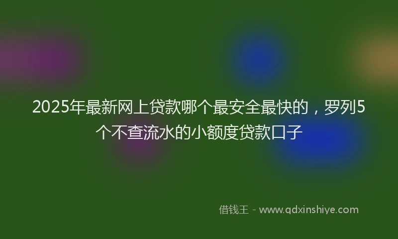 2025年最新网上贷款哪个最安全最快的，罗列5个不查流水的小额度贷款口子