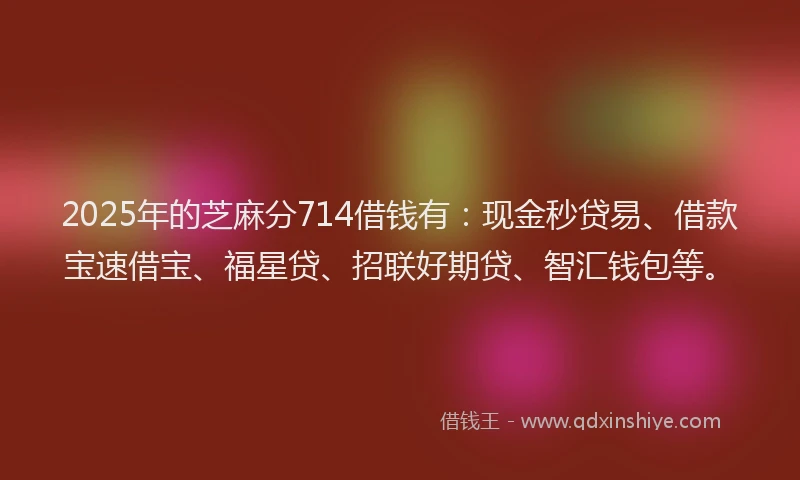 2025年的芝麻分714借钱有：现金秒贷易、借款宝速借宝、福星贷、招联好期贷、智汇钱包等。