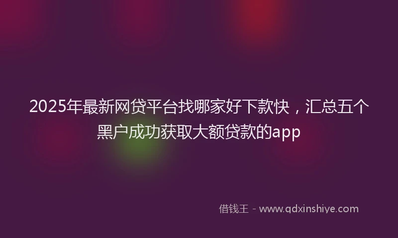 2025年最新网贷平台找哪家好下款快，汇总五个黑户成功获取大额贷款的app