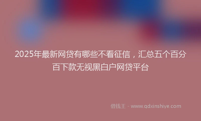 2025年最新网贷有哪些不看征信，汇总五个百分百下款无视黑白户网贷平台