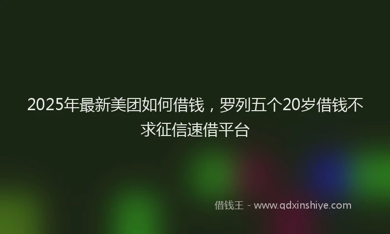 2025年最新美团如何借钱，罗列五个20岁借钱不求征信速借平台