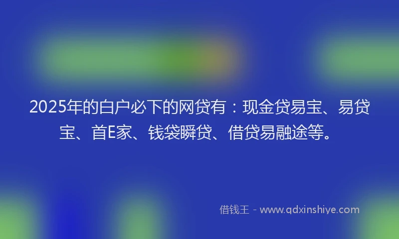 2025年的白户必下的网贷有：现金贷易宝、易贷宝、首E家、钱袋瞬贷、借贷易融途等。