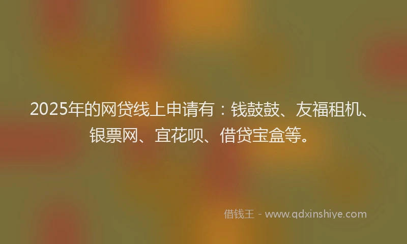 2025年的网贷线上申请有：钱鼓鼓、友福租机、银票网、宜花呗、借贷宝盒等。