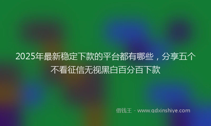 2025年最新稳定下款的平台都有哪些，分享五个不看征信无视黑白百分百下款