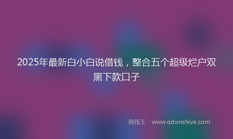 2025年最新白小白说借钱，整合五个超级烂户双黑下款口子