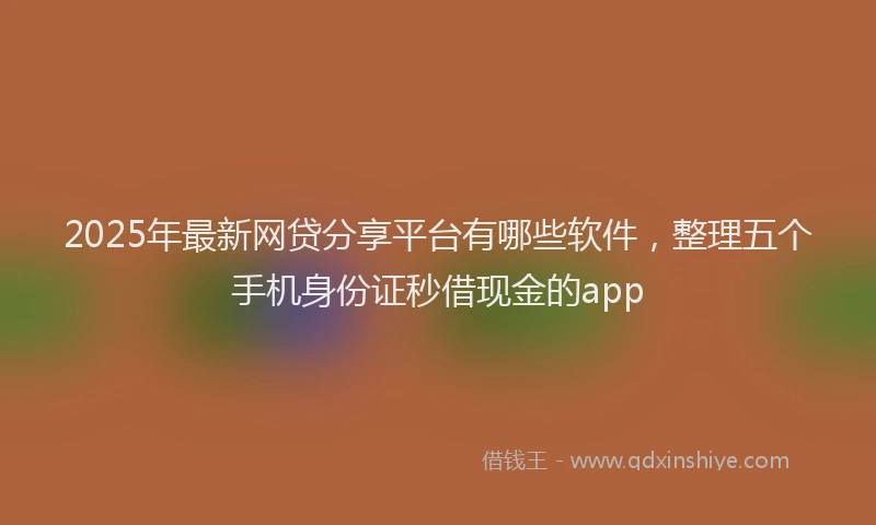 2025年最新网贷分享平台有哪些软件，整理五个手机身份证秒借现金的app