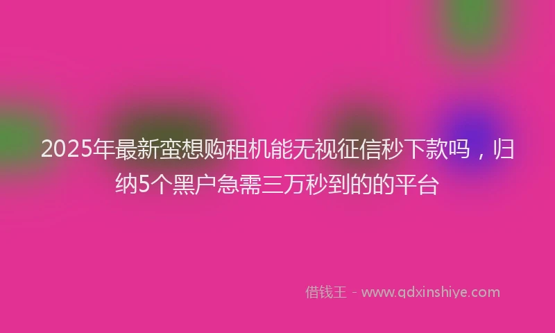 2025年最新蛮想购租机能无视征信秒下款吗，归纳5个黑户急需三万秒到的的平台