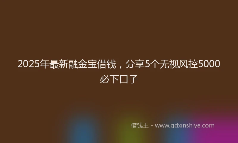 2025年最新融金宝借钱，分享5个无视风控5000必下口子