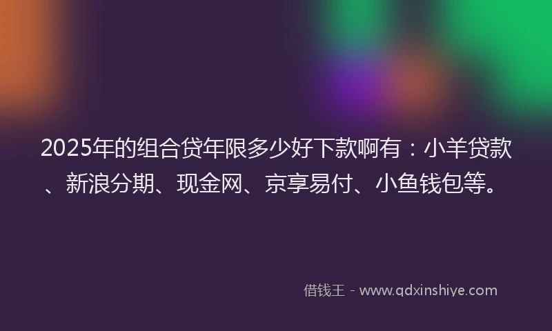 2025年的组合贷年限多少好下款啊有：小羊贷款、新浪分期、现金网、京享易付、小鱼钱包等。