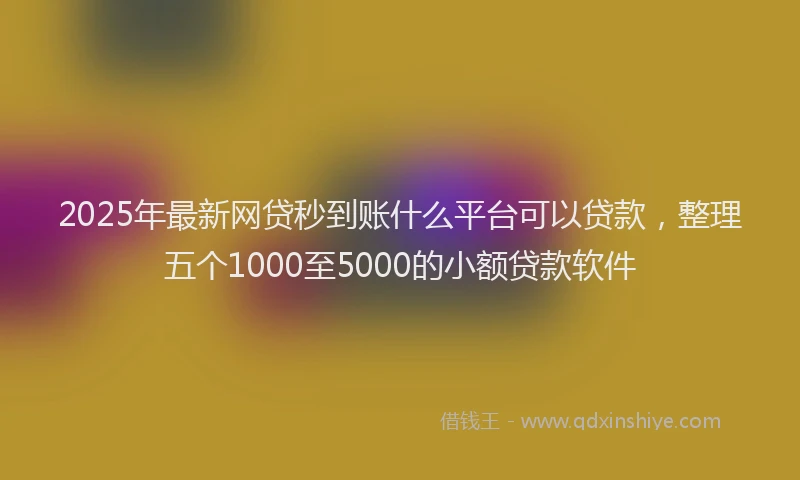 2025年最新网贷秒到账什么平台可以贷款，整理五个1000至5000的小额贷款软件