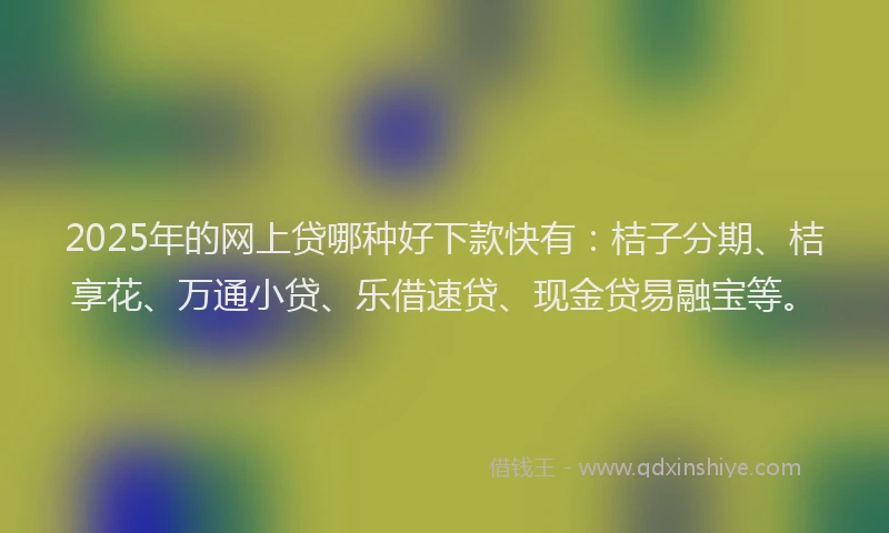 2025年的网上贷哪种好下款快有：桔子分期、桔享花、万通小贷、乐借速贷、现金贷易融宝等。