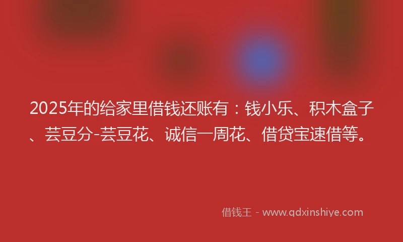 2025年的给家里借钱还账有：钱小乐、积木盒子、芸豆分-芸豆花、诚信一周花、借贷宝速借等。