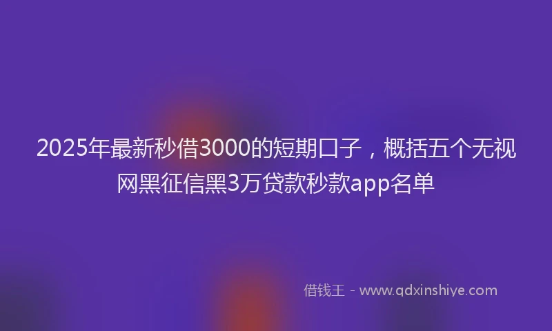 2025年最新秒借3000的短期口子，概括五个无视网黑征信黑3万贷款秒款app名单