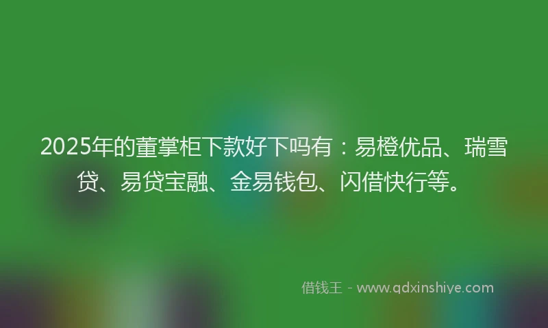 2025年的董掌柜下款好下吗有：易橙优品、瑞雪贷、易贷宝融、金易钱包、闪借快行等。
