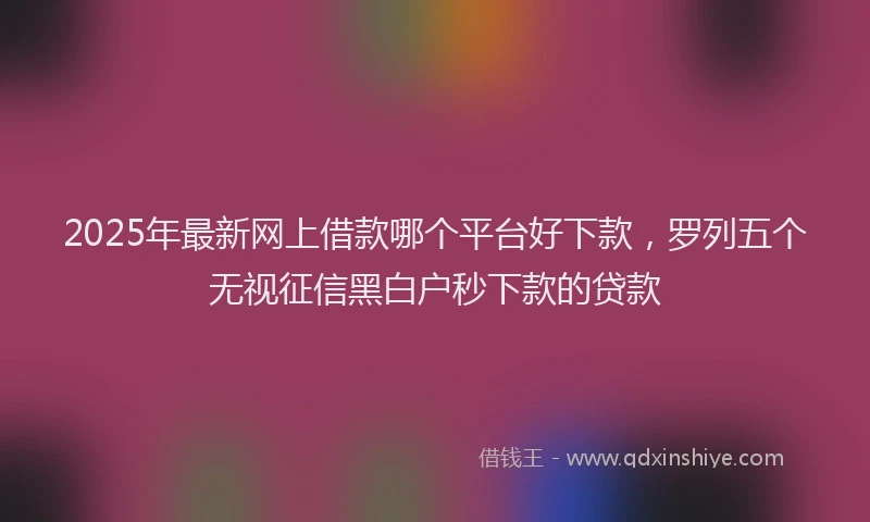 2025年最新网上借款哪个平台好下款，罗列五个无视征信黑白户秒下款的贷款