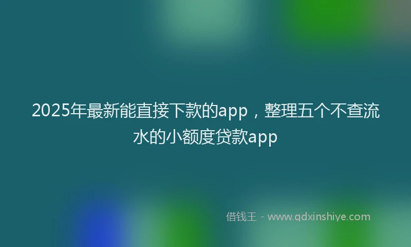 2025年最新能直接下款的app，整理五个不查流水的小额度贷款app