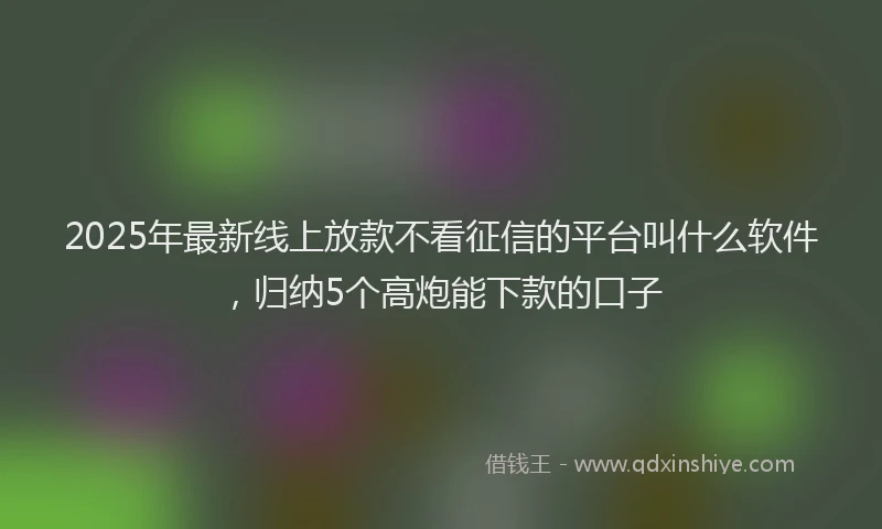 2025年最新线上放款不看征信的平台叫什么软件，归纳5个高炮能下款的口子