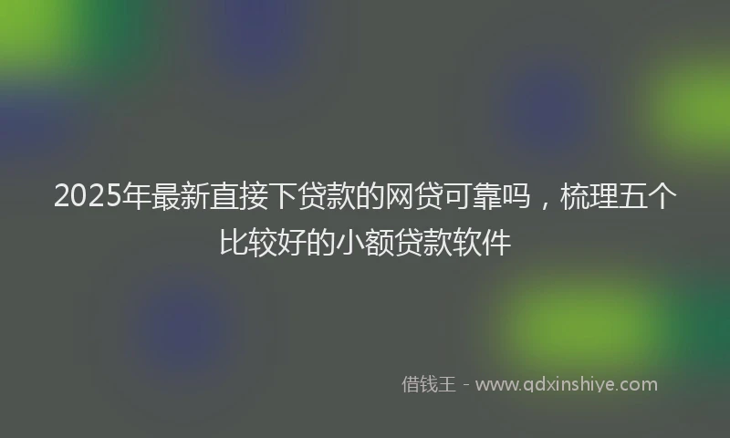 2025年最新直接下贷款的网贷可靠吗，梳理五个比较好的小额贷款软件