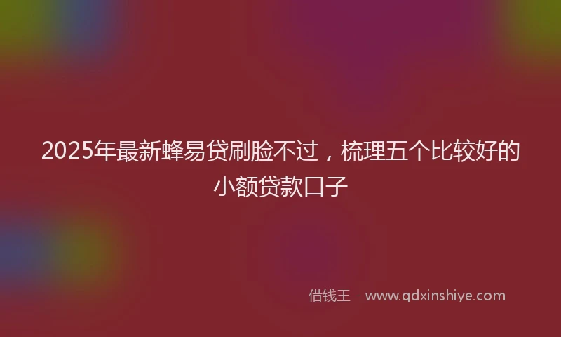 2025年最新蜂易贷刷脸不过，梳理五个比较好的小额贷款口子