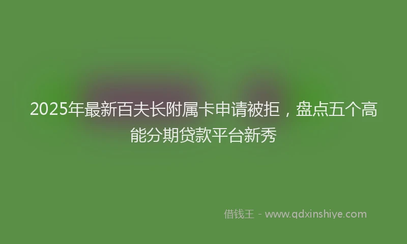2025年最新百夫长附属卡申请被拒，盘点五个高能分期贷款平台新秀