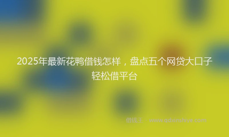 2025年最新花鸭借钱怎样，盘点五个网贷大口子轻松借平台