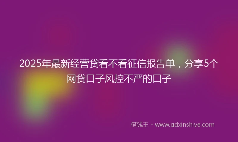 2025年最新经营贷看不看征信报告单，分享5个网贷口子风控不严的口子