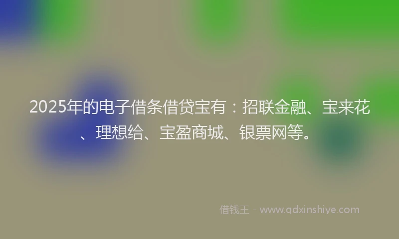 2025年的电子借条借贷宝有：招联金融、宝来花、理想给、宝盈商城、银票网等。