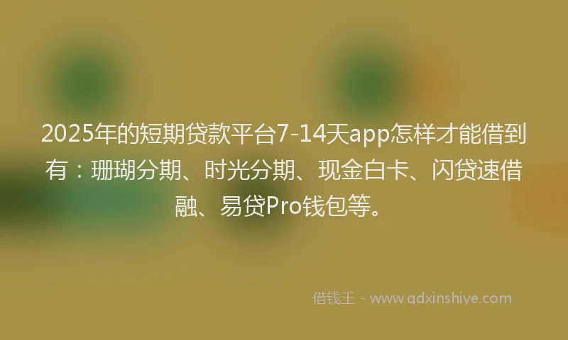 2025年的短期贷款平台7-14天app怎样才能借到有：珊瑚分期、时光分期、现金白卡、闪贷速借融、易贷Pro钱包等。