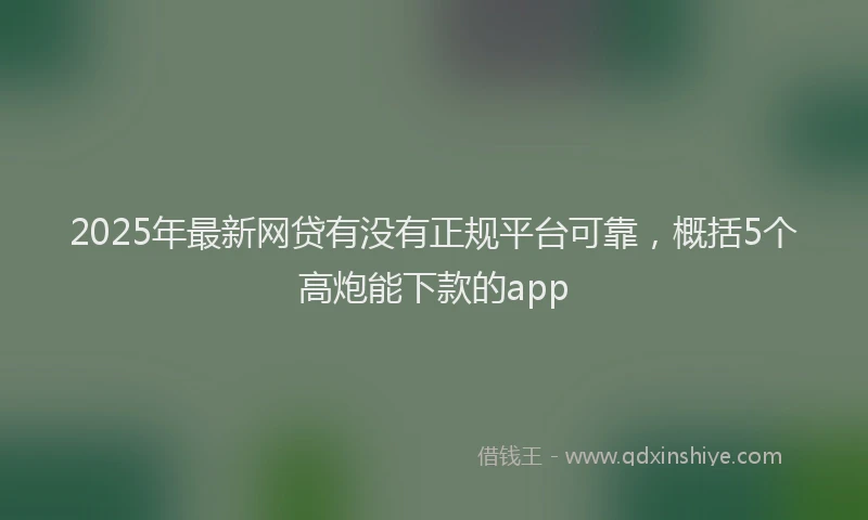 2025年最新网贷有没有正规平台可靠，概括5个高炮能下款的app