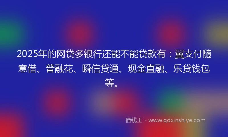 2025年的网贷多银行还能不能贷款有：翼支付随意借、普融花、瞬信贷通、现金直融、乐贷钱包等。