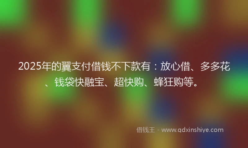 2025年的翼支付借钱不下款有：放心借、多多花、钱袋快融宝、超快购、蜂狂购等。